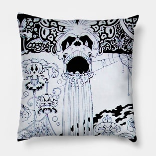 BLACK WHITE SKULL,BUTTERFLIES OWLS,FANTASTIC CREATURES Psychedelic Fantasy Pillow