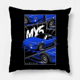 Blue miata jdm manga style Pillow