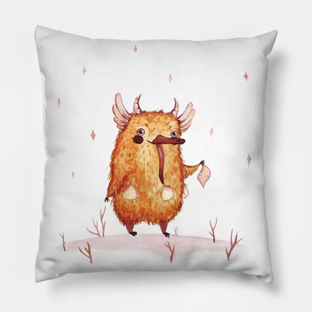 Orange kurent Pillow by Hana Nekrep Art