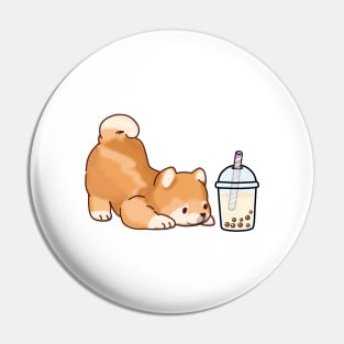 Cute Little Shiba Loves Boba! Pin