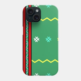 green background cloth pattern and red cut pattern Phone Case