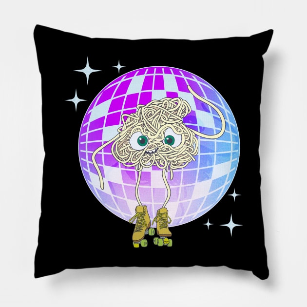 Spaghetti Roller Disco Pillow by NotBlandly