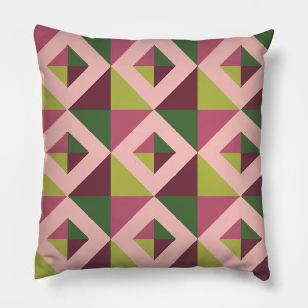 Friendship Pink Patchwork Pattern Pillow by Nuletto