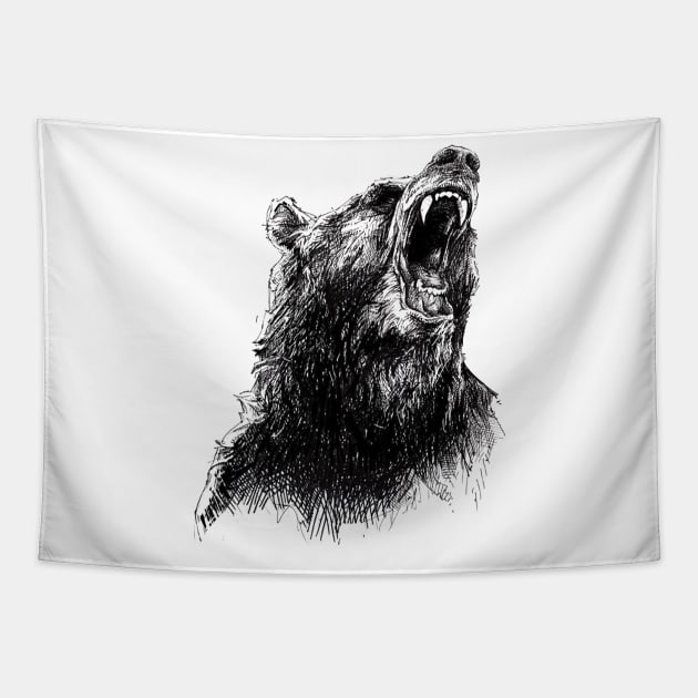 Angry Bear Tapestry by hitext