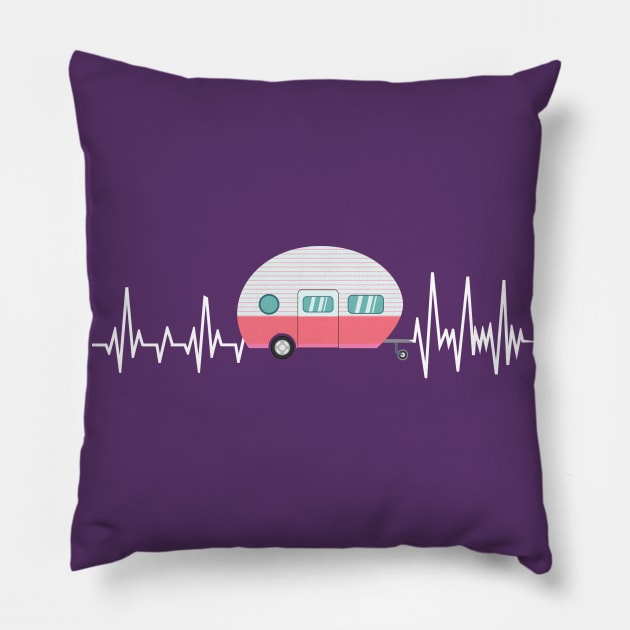 Camping Girls Heartbeat Caravan Travel Pillow by Shirtbubble