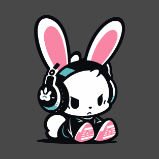 Cool Bunny - Gamer Clothing - Pink and Turquoise T-Shirt