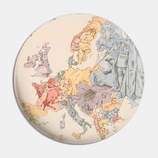 Vintage WWI Political Cartoon Map of Europe (1915) Pin