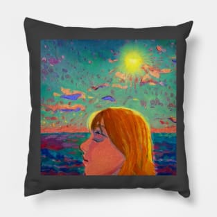 Girl with the Sun in Her Eyes Pillow