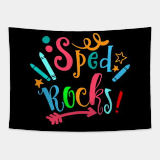 Sped Teacher Sped Rocks Speducator Rainbow Heart Tapestry