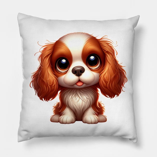 Cute Cavalier King Charles spaniel Pillow by Dmytro