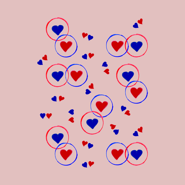 Red and Blue Hearts - Pink by MitaDreamDesign