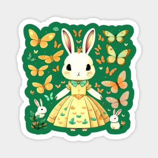 Bunny Girl Among Butterflies Magnet