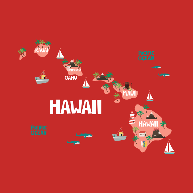 Hawaii Illustrated Map by JunkyDotCom