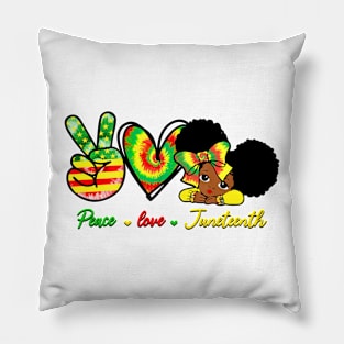 Cute Peace Love Juneteenth June 1865 African black Freedom Women Pillow