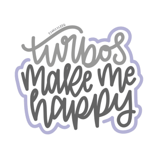 Turbos Make Me Happy - Gray/Purple T-Shirt