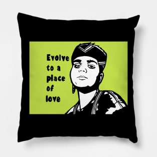 Political pop "evolve to a place of love" Pillow