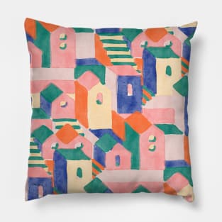 Matisse Pink and Teal Houses Pillow