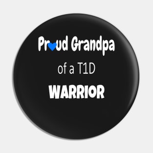 Proud Grandpa White Text Blue Heart Pin