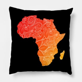 Colorful mandala art map of Africa with text in red and orange Pillow