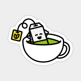 Funny Green tea Matcha tea bag in teacup bath Yoga Magnet