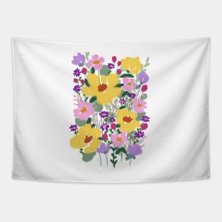 Abstract Wild Flowers Illustration Tapestry