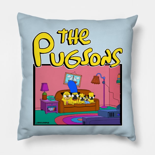 The Pugsons Pillow by darklordpug