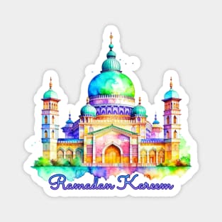 Watercolor Ramadan Mosque Magnet