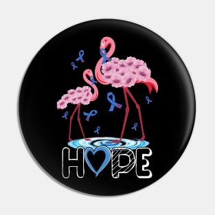 Flamingo Hope Blue Ribbon Diabetes Type 1 Awareness Pin