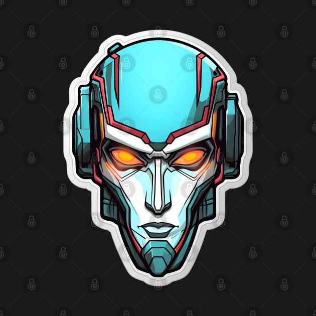 Sleek Futuristic Cyborg Portrait with Icy Stare by AIHRGDesign