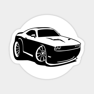 Modern American Muscle Car Cartoon Illustration Magnet