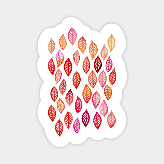 Watercolor Leaf Pattern in Autumn Colors Magnet by micklyn