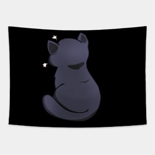 Kawaii Angry Black Cat from the backside, Cat Lover Tapestry