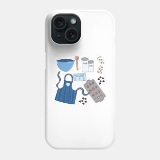 Holiday Baking, Winter theme cute baking cookies scene. Phone Case