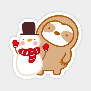 Cute Snowman Sloth Magnet