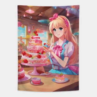 A delectable fusion of anime and cake Tapestry