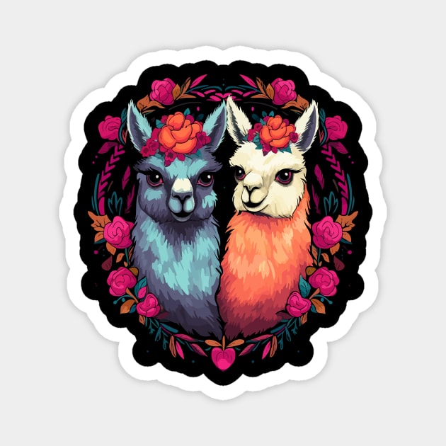 Alpaca Couple Valentine Magnet by JH Mart