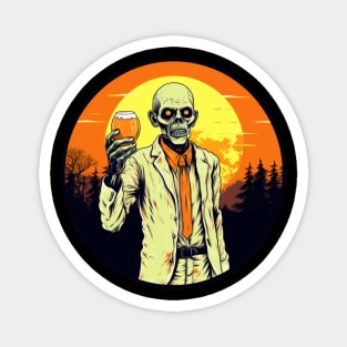 Happy Halloween Funny Zombie Drinking Beer Magnet