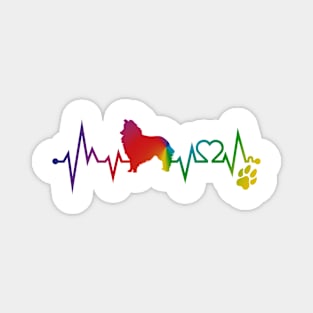 Shetland SheepDog Colorful Heartbeat, Heart & Dog Paw Magnet