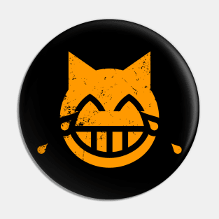 Tears of Joy Grunge Cat Emoji Pin