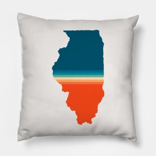 Illinois State Retro Map Pillow