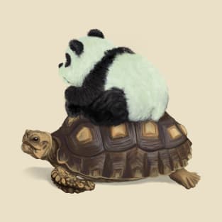 Tiny Panda Riding Tortoise T-Shirt