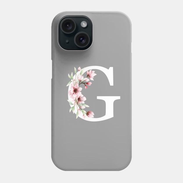 Letter G Monogram With Cherry Blossoms Phone Case by thesnowwhyte