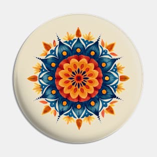 Orange and blue boho mandala pattern Pin