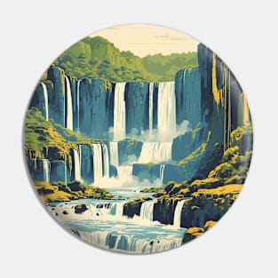 Iguazu Falls Parana Brazil Vintage Tourism Travel Poster Pin