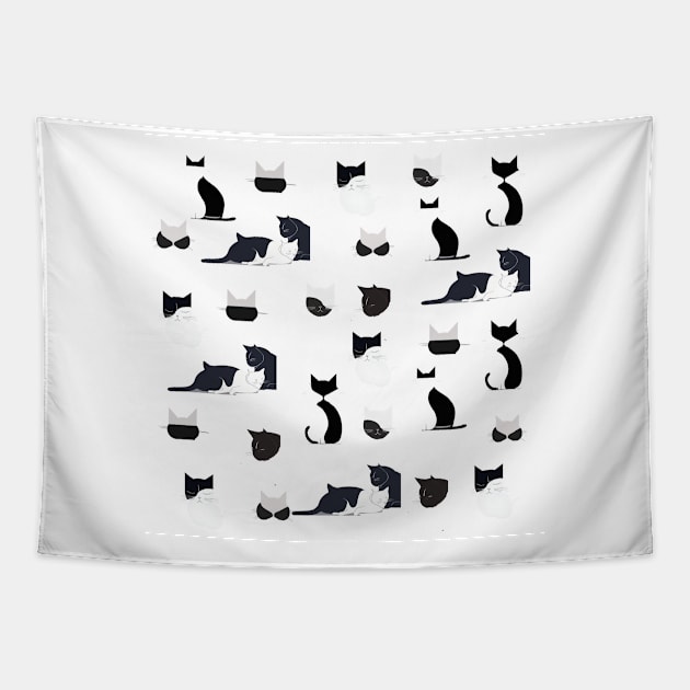 Black and white cat every time Tapestry by K-Kwan