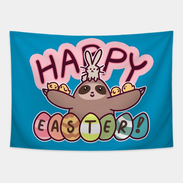 Happy Easter Sloth Tapestry by saradaboru