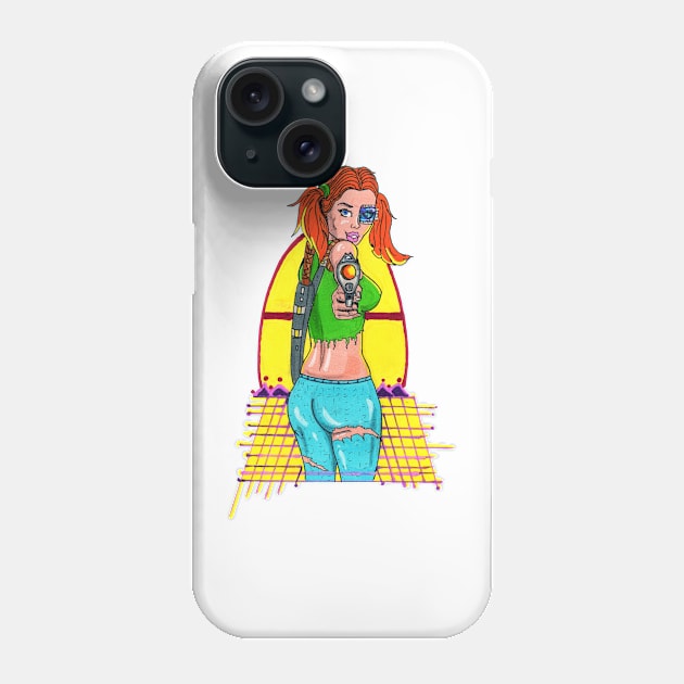 Cyberpunk Gun Girl Phone Case by FilMate