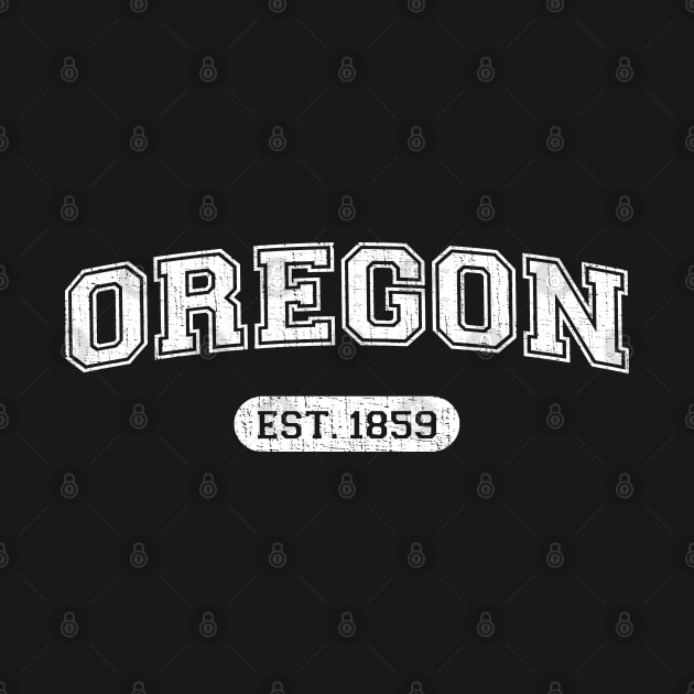 Classic College-Style Oregon 1859 Distressed University Design by Webdango