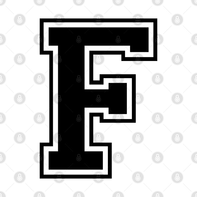 Initial Varsity Style Letter F Design - Black text by Hotshots