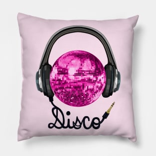 Pink Disco Ball Music Headphones Pillow